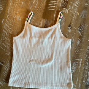 Old Navy white Ribbed Tank Top with beads size 6-7
